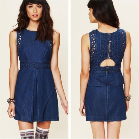 Free People Dresses & Skirts - Free People New Romantics Denim Cutout Dress - 6